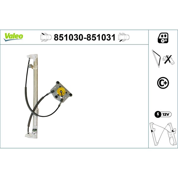 Fönsterhiss, Bak, Vänster Valeo 851030 VALEO