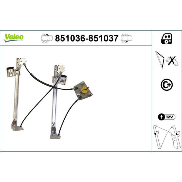 Fönsterhiss, Fram, Vänster Valeo 851036 VALEO