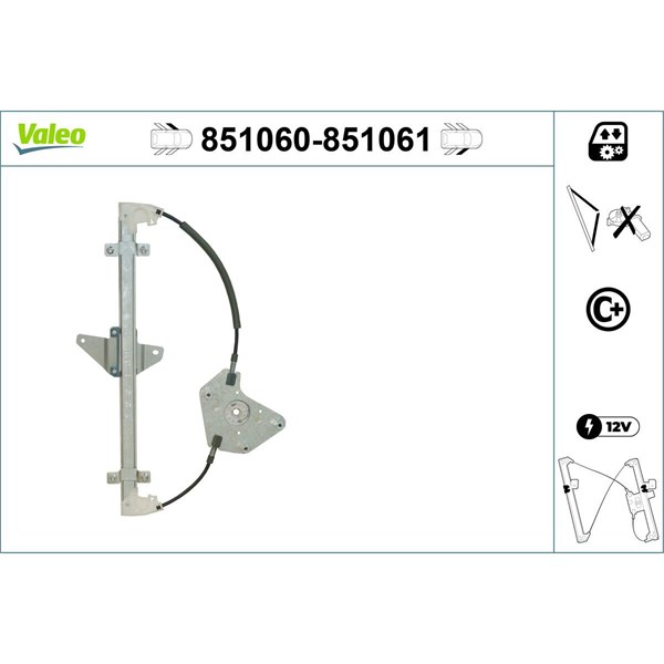 Fönsterhiss, Fram, Vänster Valeo 851060 VALEO