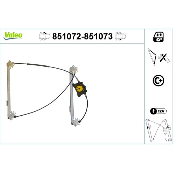 Fönsterhiss, Fram, Vänster Valeo 851072 VALEO