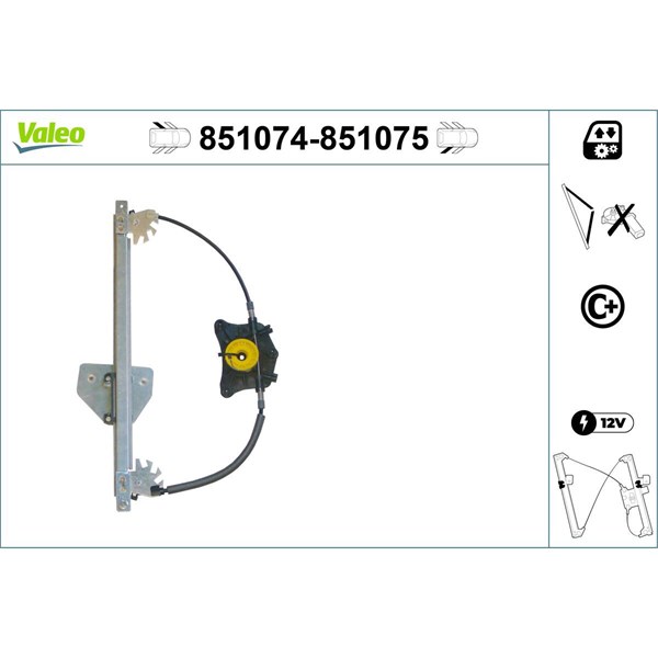 Fönsterhiss, Bak, Vänster Valeo 851074 VALEO