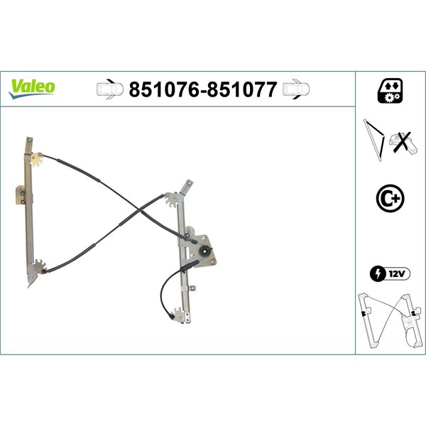 Fönsterhiss, Fram, Vänster Valeo 851076 VALEO