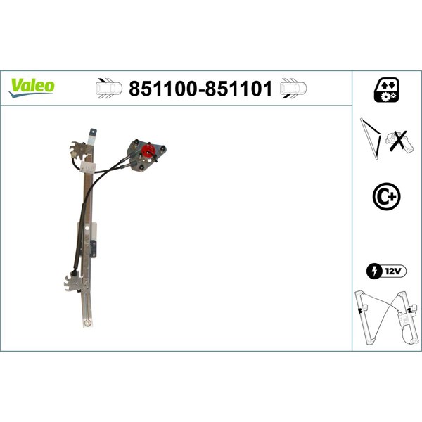 Fönsterhiss, Bak, Vänster Valeo 851100 VALEO