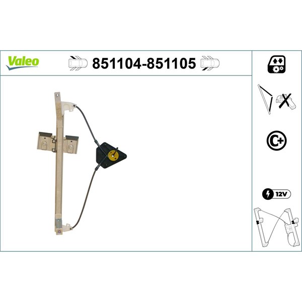 Fönsterhiss, Bak, Vänster Valeo 851104 VALEO