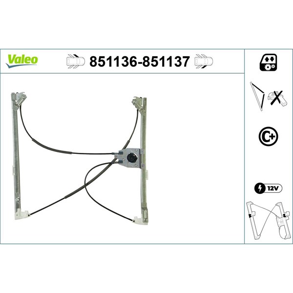 Fönsterhiss, Fram, Vänster Valeo 851136 VALEO