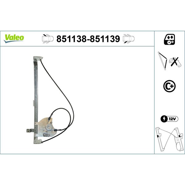 Fönsterhiss, Bak, Vänster Valeo 851138 VALEO