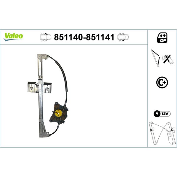 Fönsterhiss, Fram, Vänster Valeo 851140 VALEO