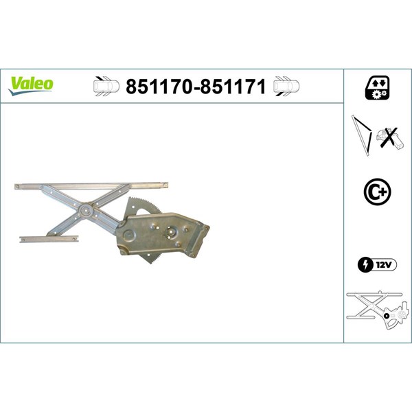 Fönsterhiss, Bak, Vänster Valeo 851170 VALEO