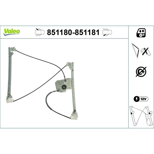 Fönsterhiss, Bak, Vänster Valeo 851180 VALEO