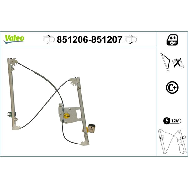 Fönsterhiss, Fram, Vänster Valeo 851206 VALEO