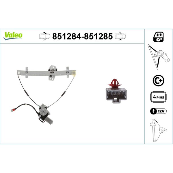 Fönsterhiss 12V, Fram, Vänster Valeo 851284 VALEO Fönsterhiss 12V, Fram, Vänster Valeo 851284 VALEO