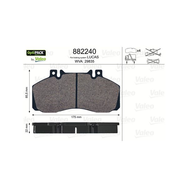 Bromsbeläggsats Valeo 882240 VALEO
