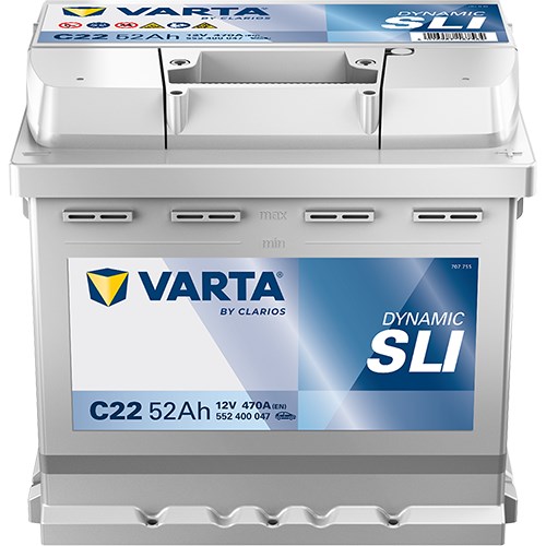 Startbatteri Varta Dynamic Sli C22 12v 52ah 470a, Bagageutrymme V VARTA