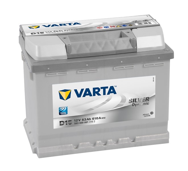 STARTBATTERI VARTA SILVER DYNAMIC D15 12V 63AH 610A, Bagageutrymm VARTA