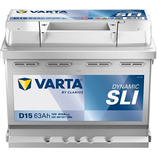 Startbatteri Varta Dynamic Sli D15 12v 63ah 610a, Bagageutrymme VARTA Startbatteri Varta Dynamic Sli D15 12v 63ah 610a, Bagageutrymme VARTA