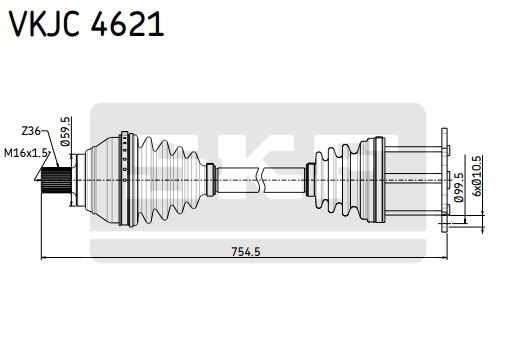 Drivaxel, framaxel höger Skf VKJC 4621 SKF