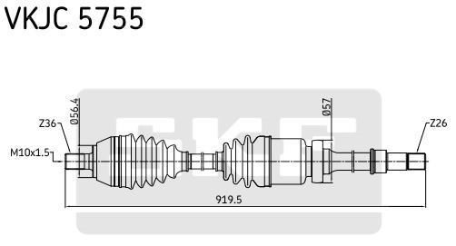 Drivaxel, framaxel höger Skf VKJC 5755 SKF