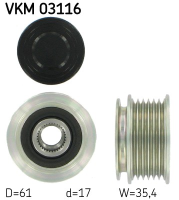 Frihjulskoppling, generator 120A Skf VKM 03116 SKF