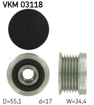 Frihjulskoppling, generator 110A SKF SKF