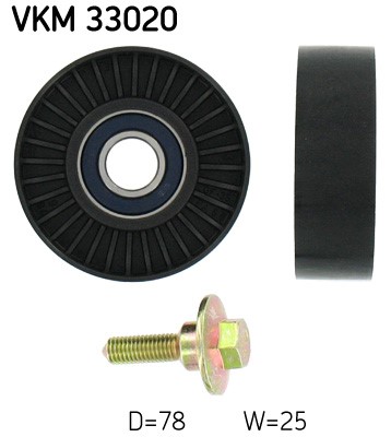 Styrrulle, drivrem, Mitt, Nedre Skf VKM 33020 SKF