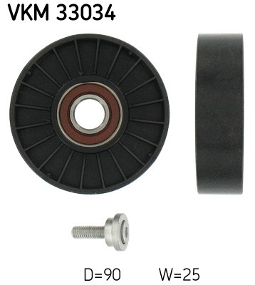 Styrrulle, drivrem, Vänster, Upptill, Mitt Skf VKM 33034 SKF