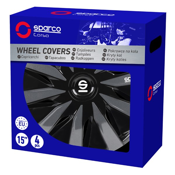 Navkapslar Hjulsidor, Universal Sparco SP 1491BKGR Navkapslar Hjulsidor, Universal Sparco SP 1491BKGR