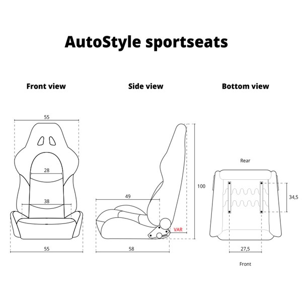 Sportstol, Universal Autostyle AutoStyle Sportstol, Universal Autostyle AutoStyle