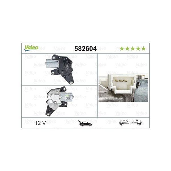 Torkarmotor 12V, Bak Valeo 582604 VALEO