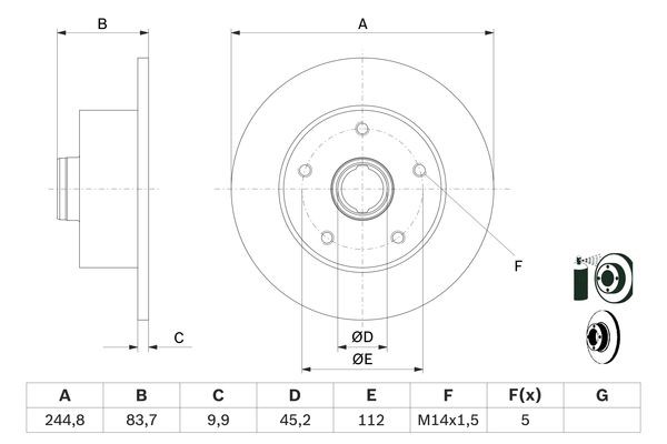 Bromsskiva Solid, Bakaxel Bosch 0 986 479 B48 BOSCH