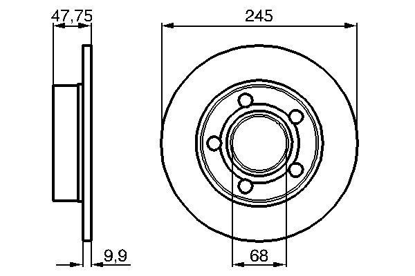 Bromsskiva Solid, Bakaxel Bosch 0 986 479 B56 BOSCH