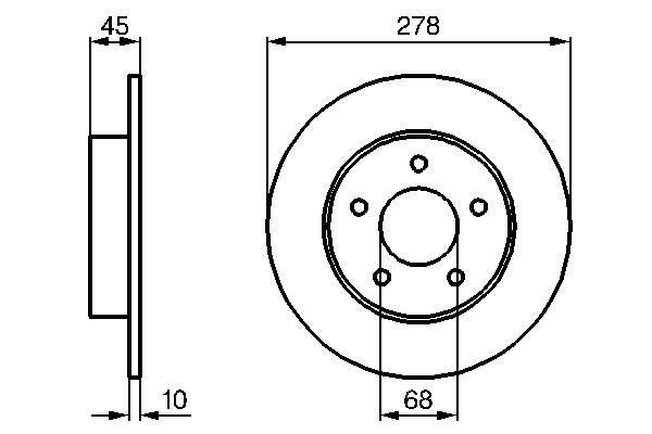 Bromsskiva Solid, Bakaxel Bosch 0 986 479 B64 BOSCH