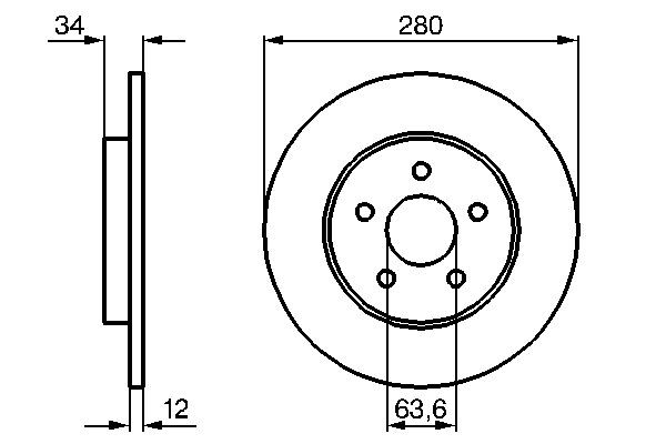 Bromsskiva Solid, Bakaxel Bosch 0 986 479 B65 BOSCH