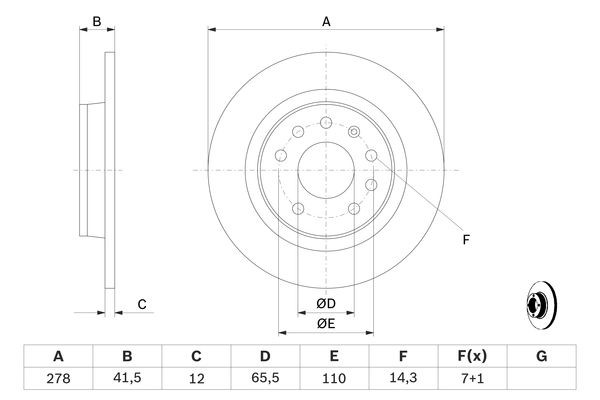 Bromsskiva Solid, Bakaxel Bosch 0 986 479 B74 BOSCH