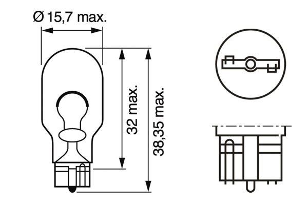 Glödlampa BOSCH Pure Light BL W16W W2,1x9,5d, Fram, Sidoinstallat BOSCH