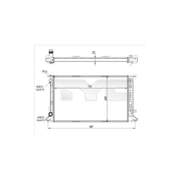 Kylare, motorkylning Tyc 702-0037-R TYC