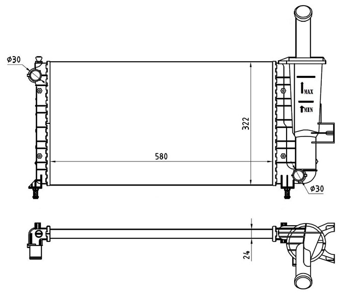 Kylare, motorkylning Tyc 709-0026-R TYC