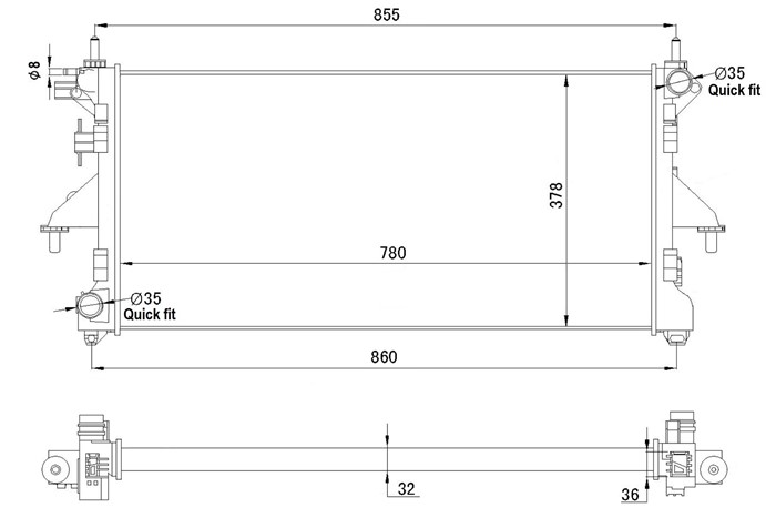 Kylare, motorkylning Tyc 709-0028-R TYC