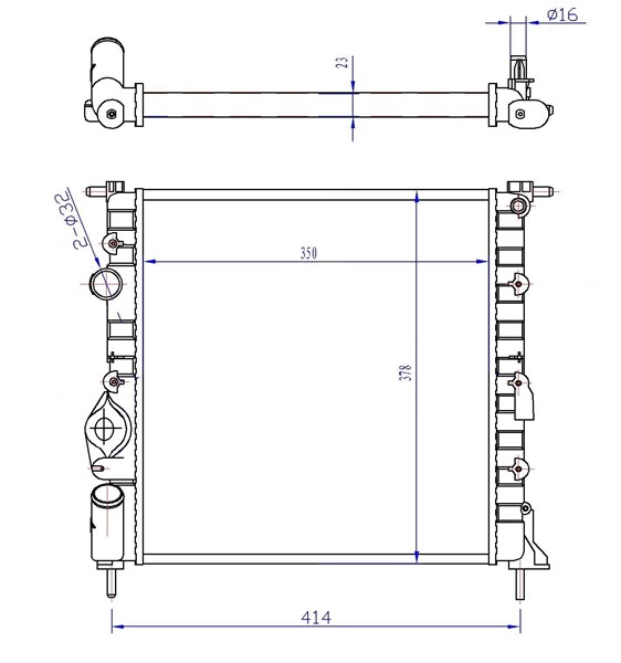 Kylare, motorkylning Tyc 728-0013-R TYC