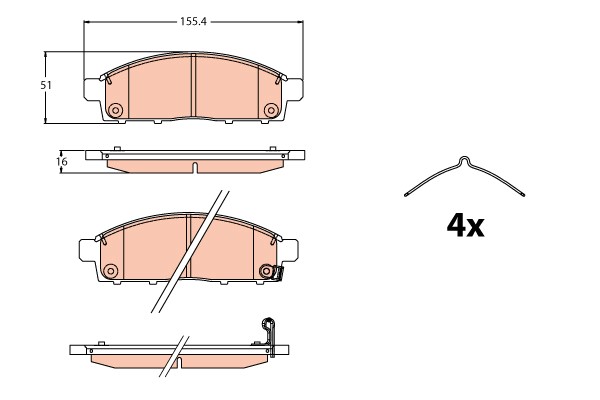 Bromsbeläggsats, Framaxel Trw GDB2124 TRW