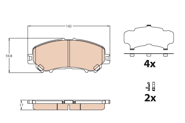 Bromsbeläggsats, Framaxel Trw GDB3631 TRW