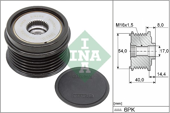 Frihjulskoppling, generator Ina 535 0334 10 INA