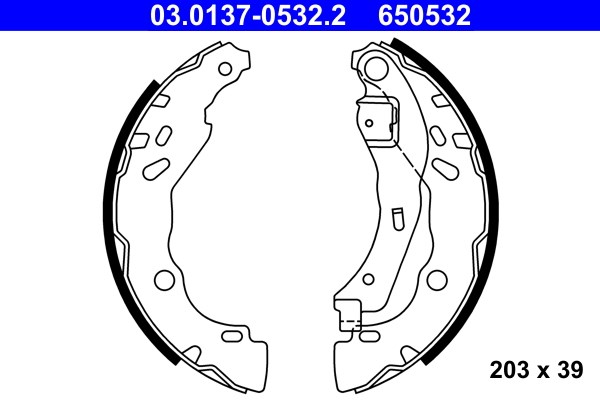 Bromsbackar, sats, Bakaxel Ate 03.0137-0532.2 ATE