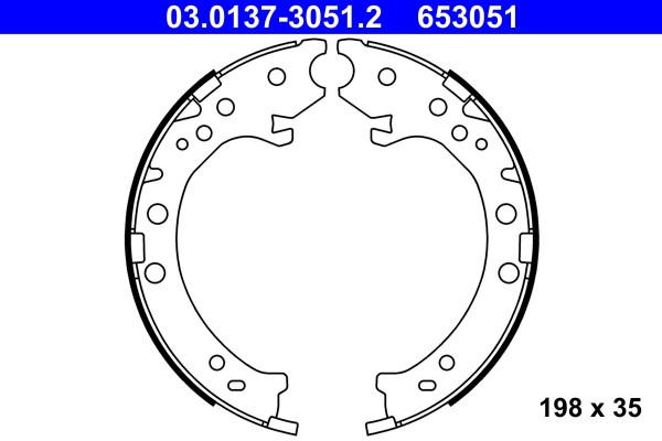 Bromsbackar, sats, parkeringsbroms, Bakaxel Ate 03.0137-3051.2 ATE