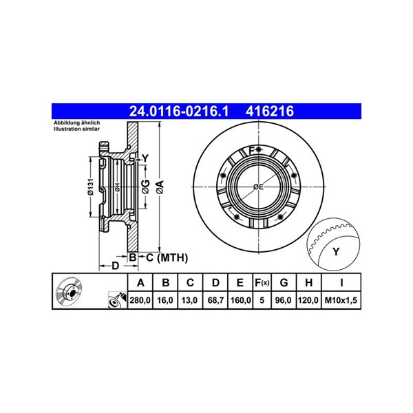 Bromsskiva Solid, Bakaxel Ate 24.0116-0216.1 ATE Bromsskiva Solid, Bakaxel Ate 24.0116-0216.1 ATE