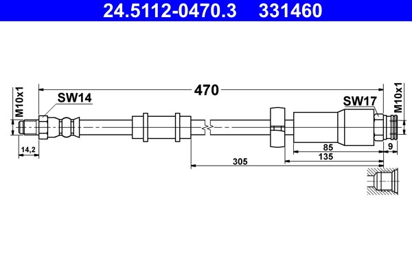 Bromsslang, Framaxel Ate 24.5112-0470.3 ATE