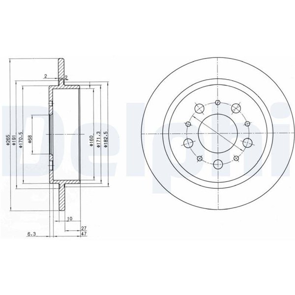 Bromsskiva Solid, Bakaxel Delphi BG2718 DELPHI
