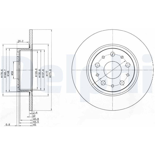 Bromsskiva Solid, Bakaxel Delphi BG3076 DELPHI