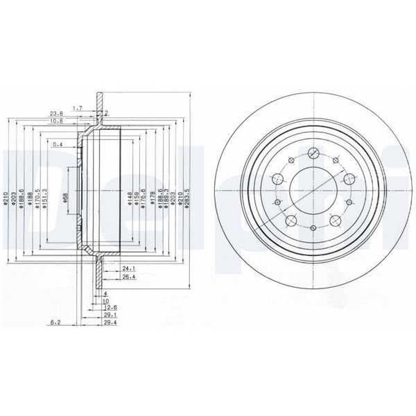 Bromsskiva Solid, Bakaxel Delphi BG3419 DELPHI