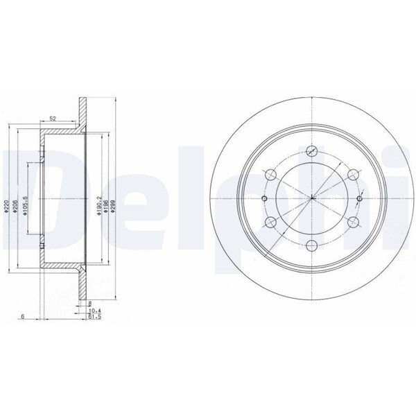 Bromsskiva Solid, Bakaxel Delphi BG3522 DELPHI
