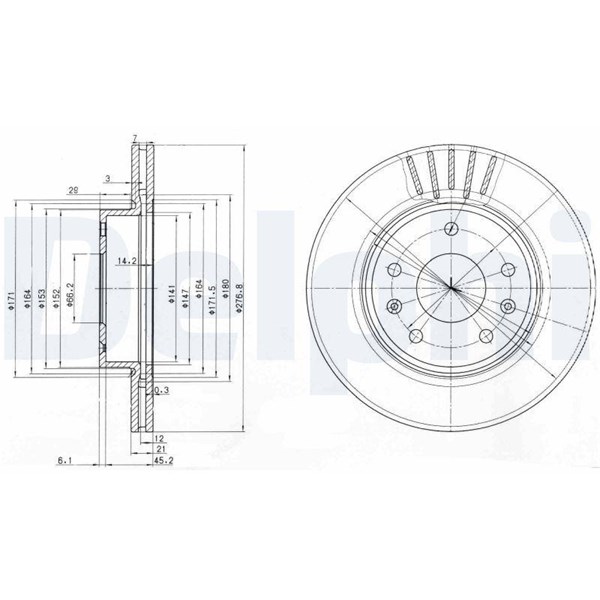 Bromsskiva Ventilerad, Framaxel Delphi BG3702C DELPHI Bromsskiva Ventilerad, Framaxel Delphi BG3702C DELPHI